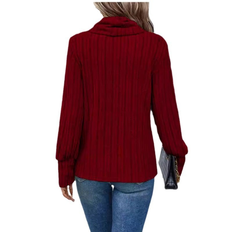 Casual Solid Color, High Collar Warm, Long Sleeve for women.