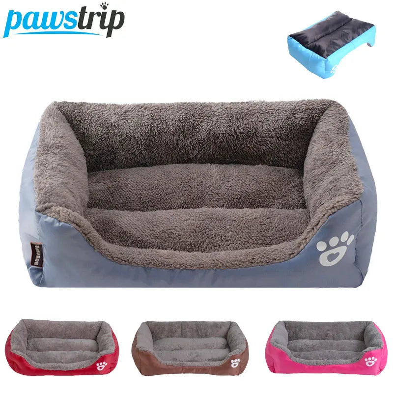 S-3XL 9 Colors Paw Pet Sofa Dog Beds Waterproof Bottom Soft Fleece Warm