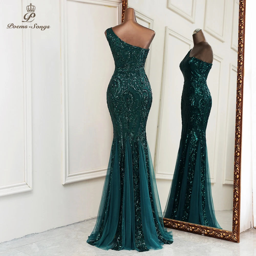 New mermaid evening dresses Sexy one shoulder dresses for women party vestidos