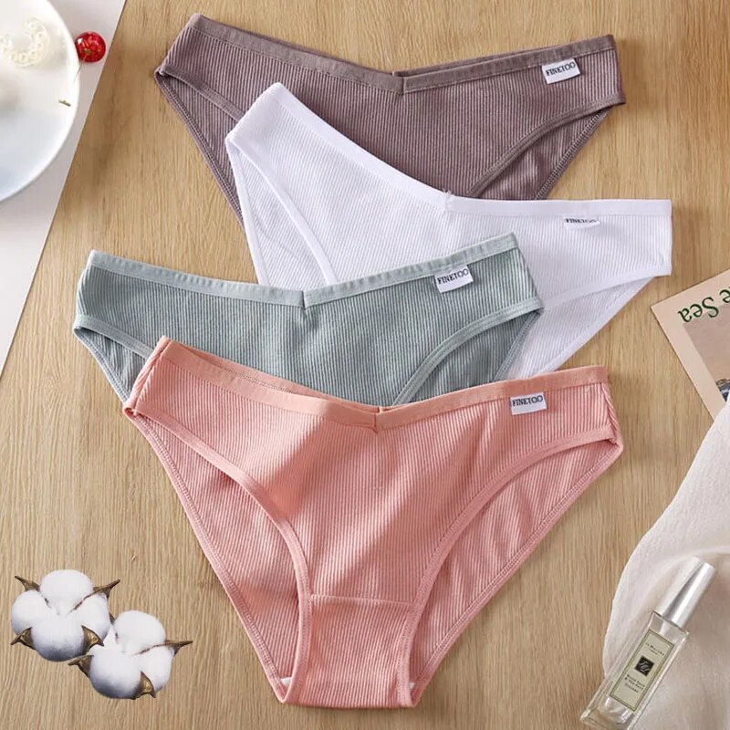 FINETOO 3PCS/Set Cotton Panties Female Underpants Sexy Panties Women