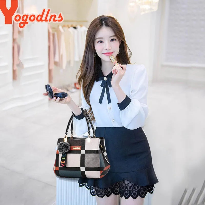 Yogodlns New Luxury Handbag Women Stitching Wild Messenger Bags Designer Brand Plaid Shoulder