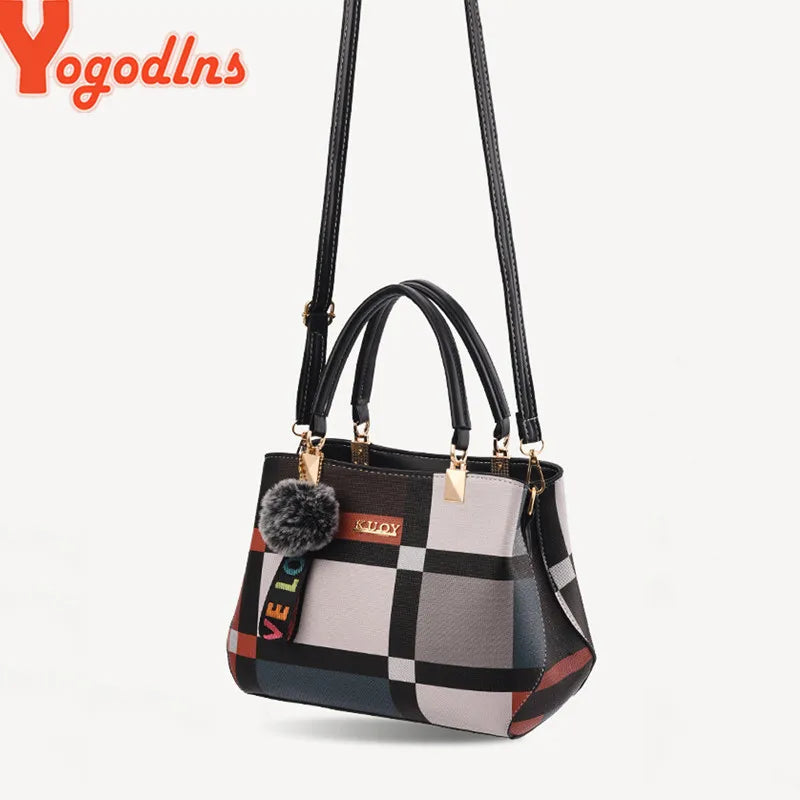 Yogodlns New Luxury Handbag Women Stitching Wild Messenger Bags Designer Brand Plaid Shoulder