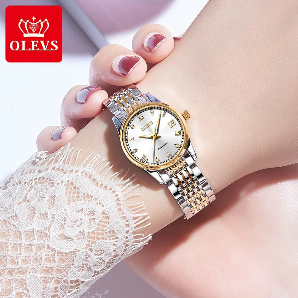 OLEVS Women Luxury Automatic Mechanical Watch Waterproof