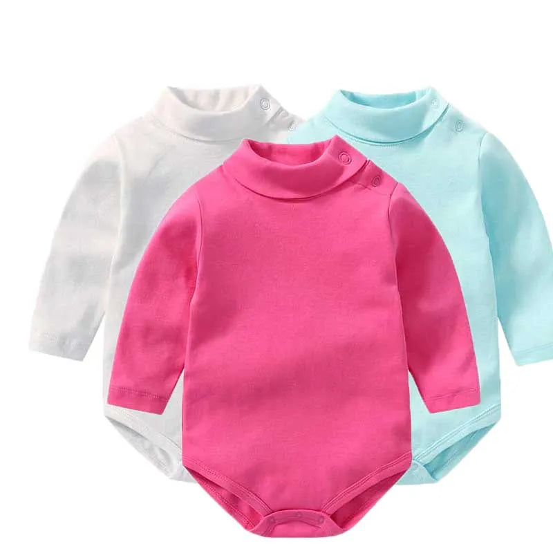 Winter Baby Boy Bodysuits Turtleneck Solid for Toddlers Long Sleeve Cotton Costume