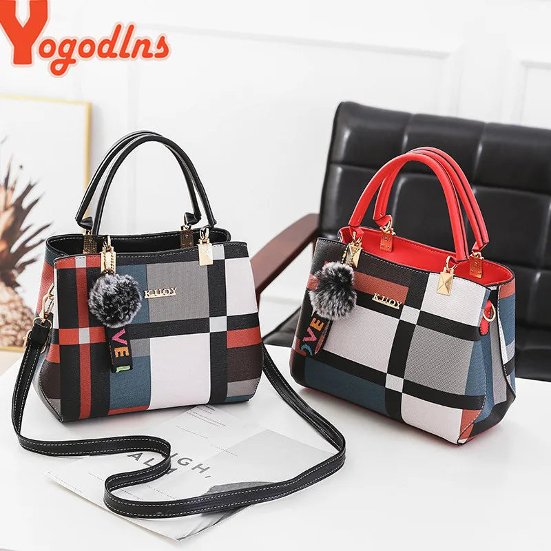 Yogodlns New Luxury Handbag Women Stitching Wild Messenger Bags Designer Brand Plaid Shoulder