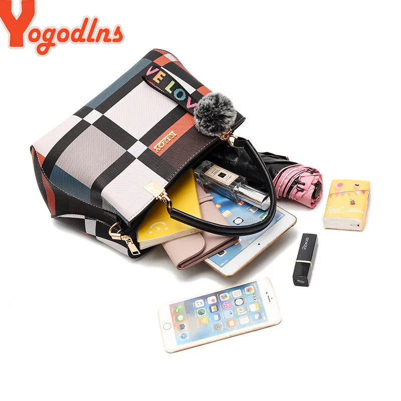 Yogodlns New Luxury Handbag Women Stitching Wild Messenger Bags Designer Brand Plaid Shoulder