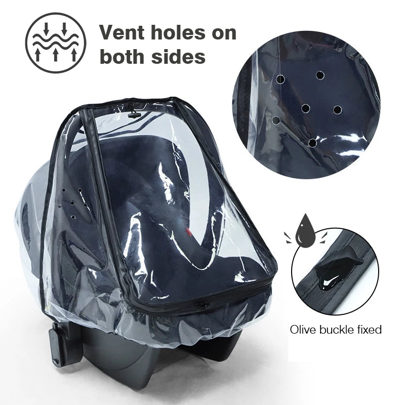 Baby safety seat rain cover transparent EVA baby out stroller baby carriage rain