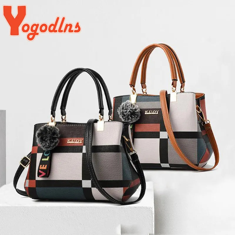 Yogodlns New Luxury Handbag Women Stitching Wild Messenger Bags Designer Brand Plaid Shoulder