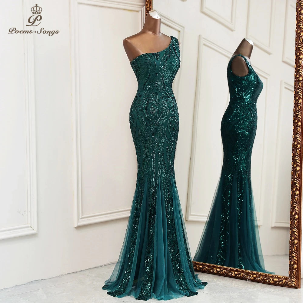 New mermaid evening dresses Sexy one shoulder dresses for women party vestidos