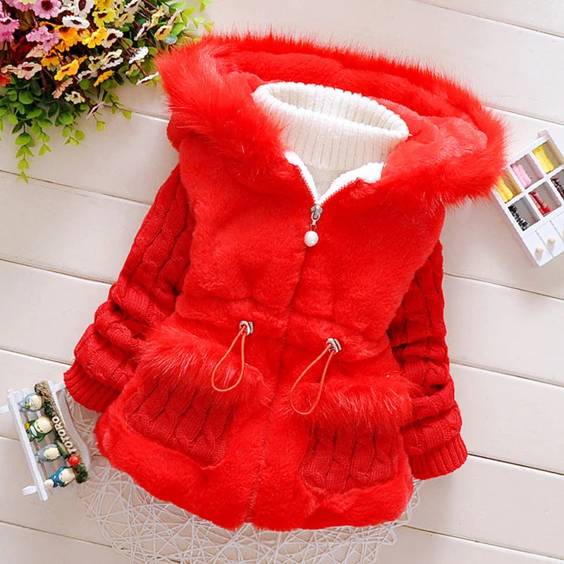 Plush Baby Jacket Thicken Warm Sweater Coat Fashion for Girls