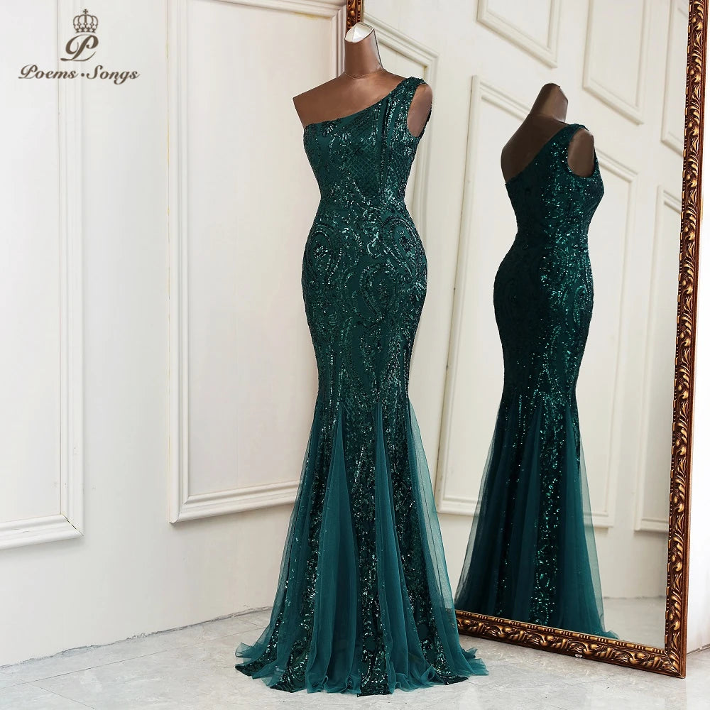 New mermaid evening dresses Sexy one shoulder dresses for women party vestidos