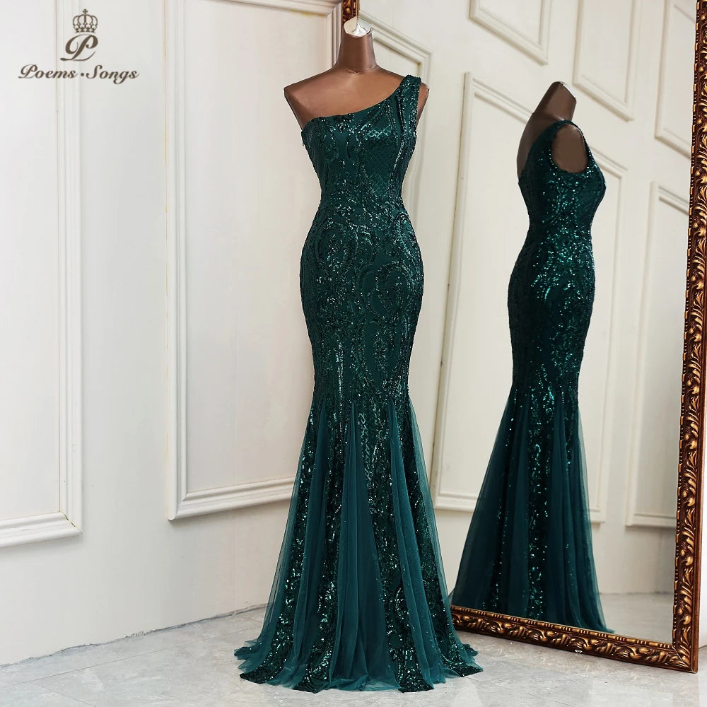 New mermaid evening dresses Sexy one shoulder dresses for women party vestidos