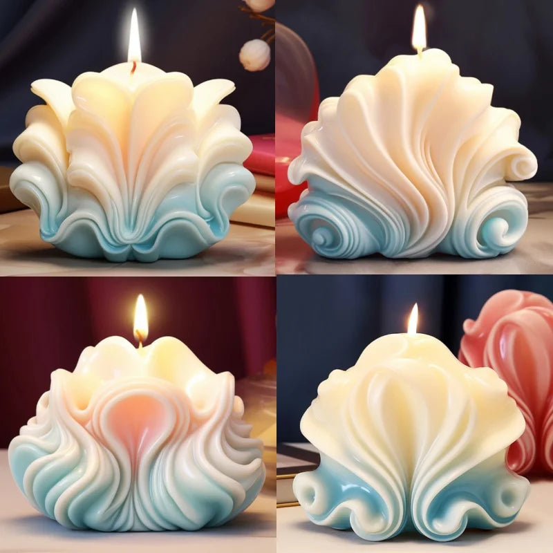 New 3D Shell shaped candle silicone mold wave striped shell cake chocolate silicone mold soap mold water wave shell candle molds