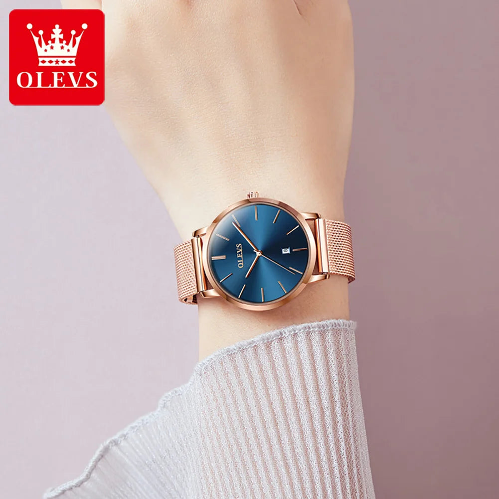 OLEVS Watch Women Rose Gold Top Brand Luxury JAPAN Movement Quartz