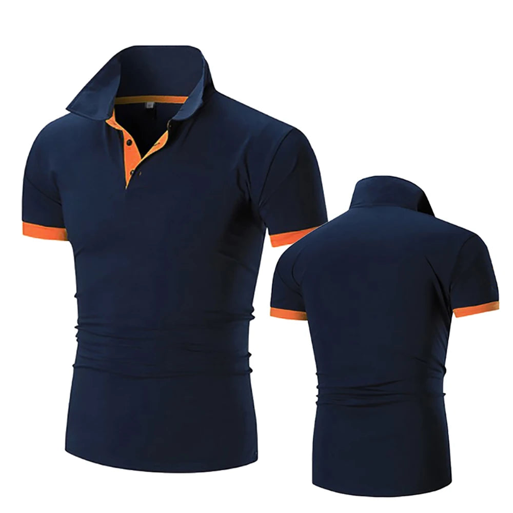 Summer New Men's Collar Hollow Short-sleeved Polo Shirt Breathable Business Fashion T-Shirt