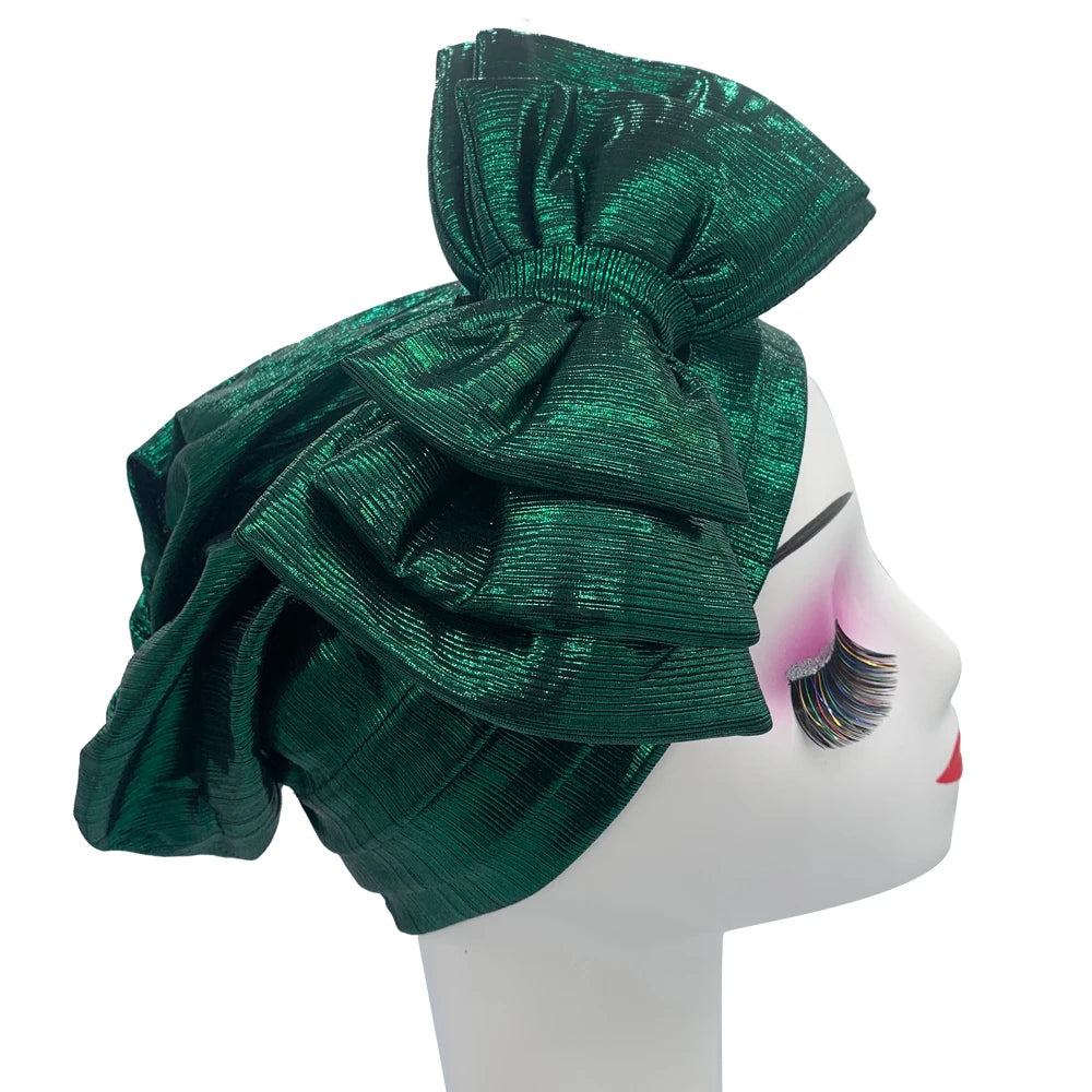 Elegant Woman's Turban Cap with Multi-layer Bowknot