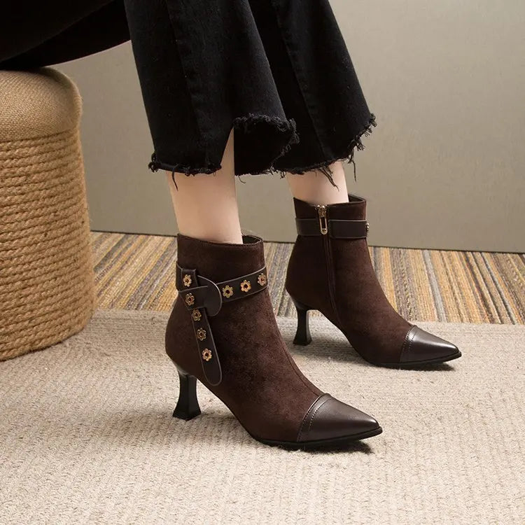 New Autumn Winter Ankle Boots Round Heeled Fashion