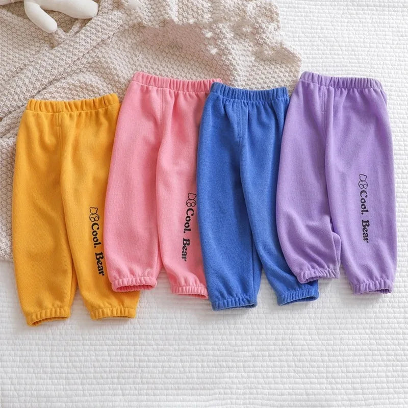 Children Pants Boys Girls Bear Letter Printed Leisure Sport Pants