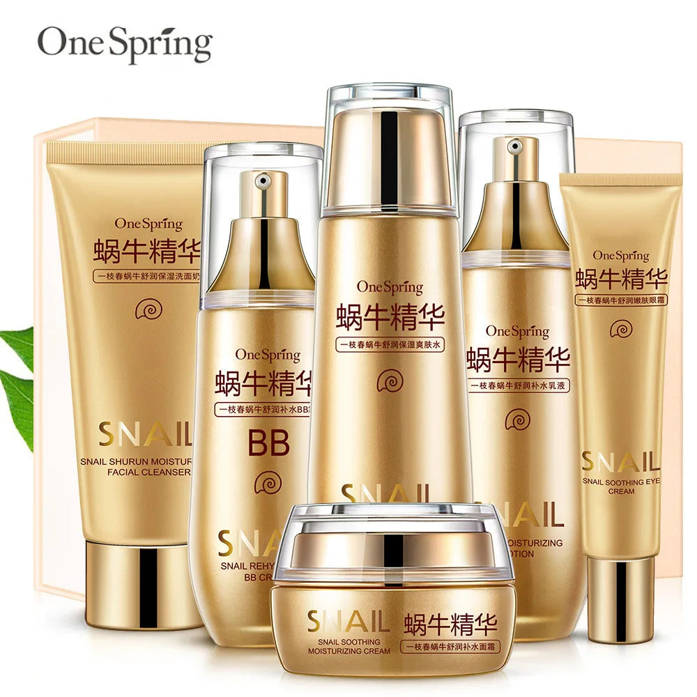 6pcs Snail Anti-aging Skin Care Sets Moisturizing Facial Set Skincare Products