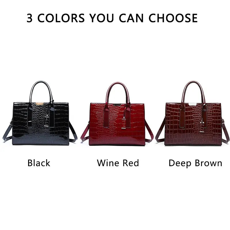 Crocodile Print Women Handbags Purse Tote Bags Adjustable Strap Top Handle Bag