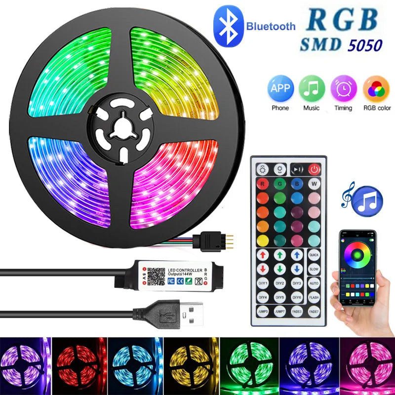 Smart Bluetooth LED Strip Lights Infrared Control RGB5050 Music Sync