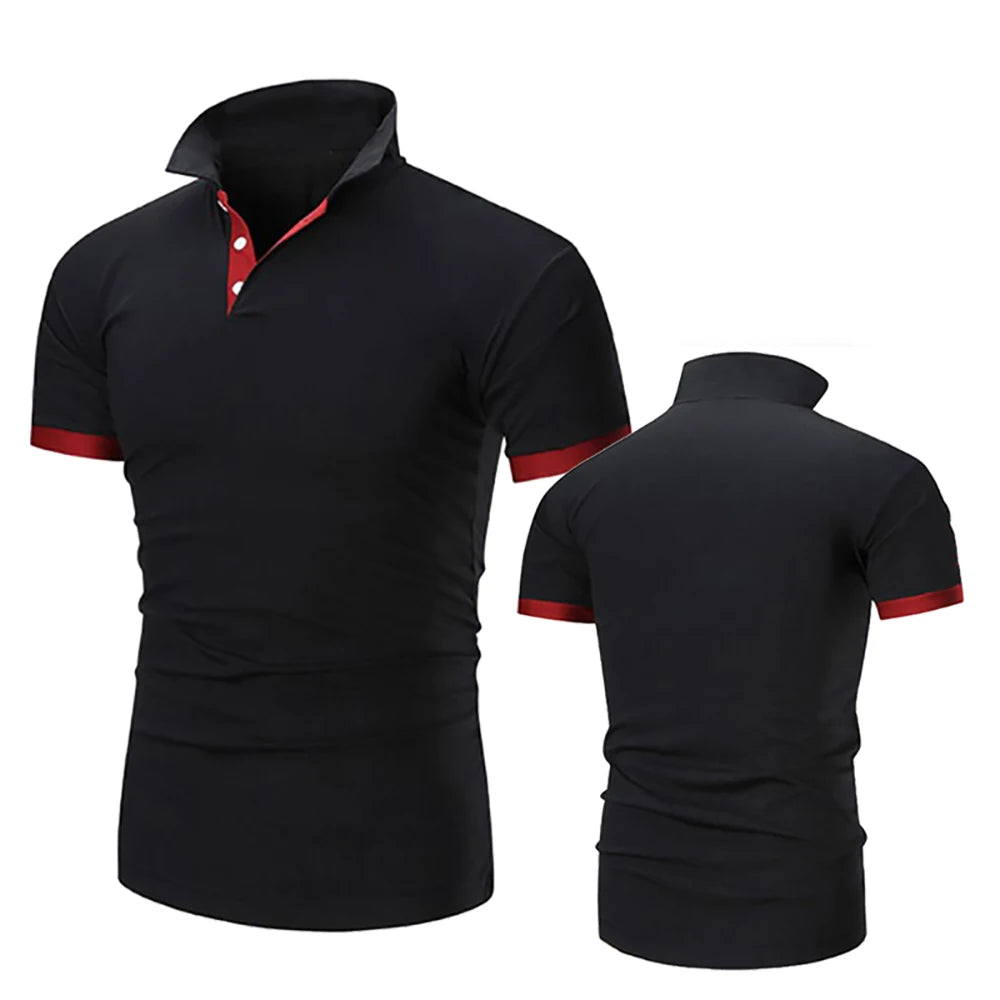 Summer New Men's Collar Hollow Short-sleeved Polo Shirt Breathable Business Fashion T-Shirt