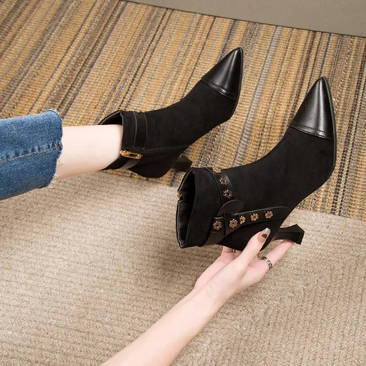 New Autumn Winter Ankle Boots Round Heeled Fashion