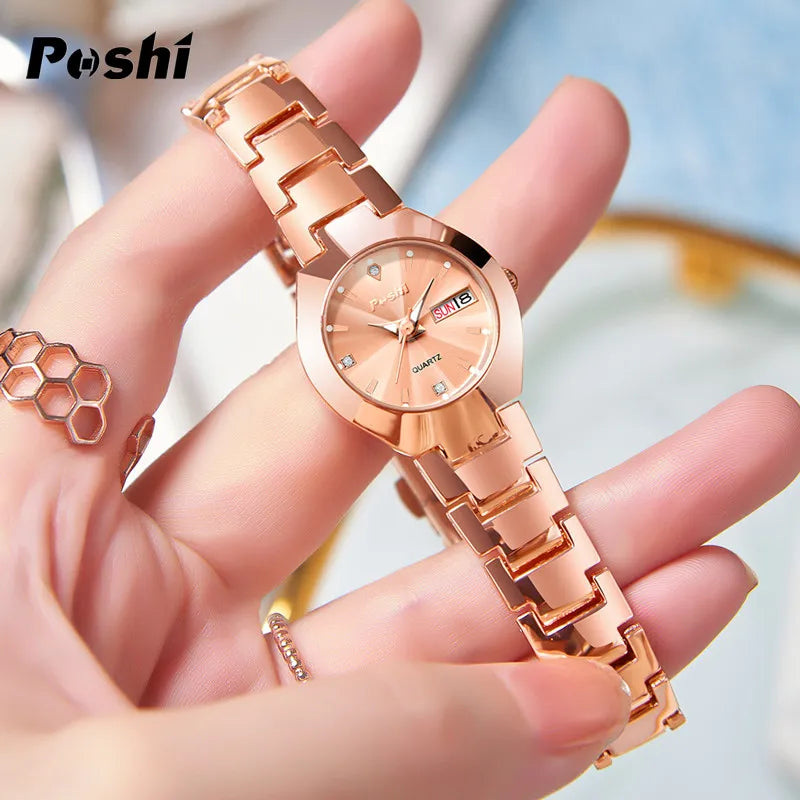 Swiss Brand POSHI Women Watch Stainless Steel Simple Waterproof