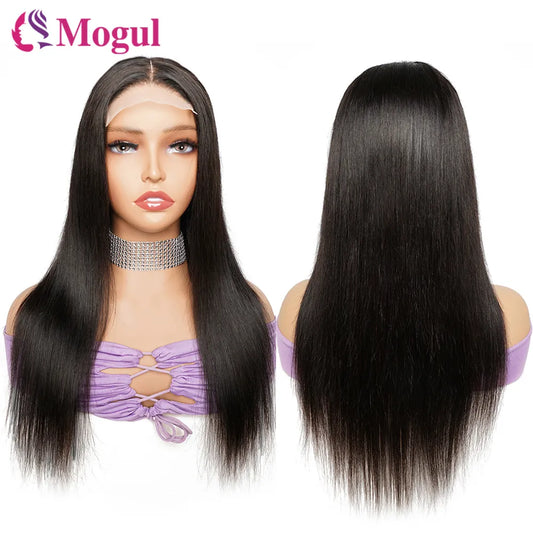 Bone Straight 13x4 Lace Front Wig Transparent 4x4 Lace Closure