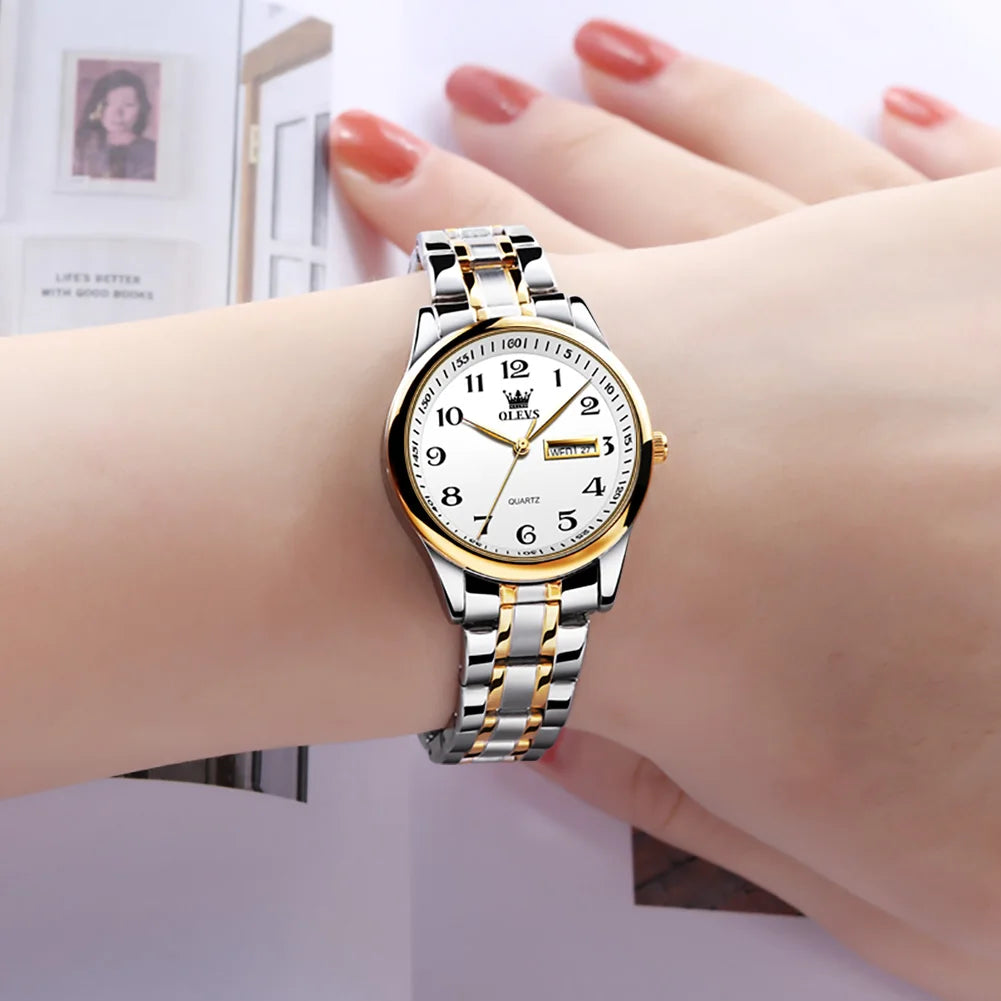 OLEVS Quartz Women Watch Gold Silver Luxury Waterproof Stainless steel