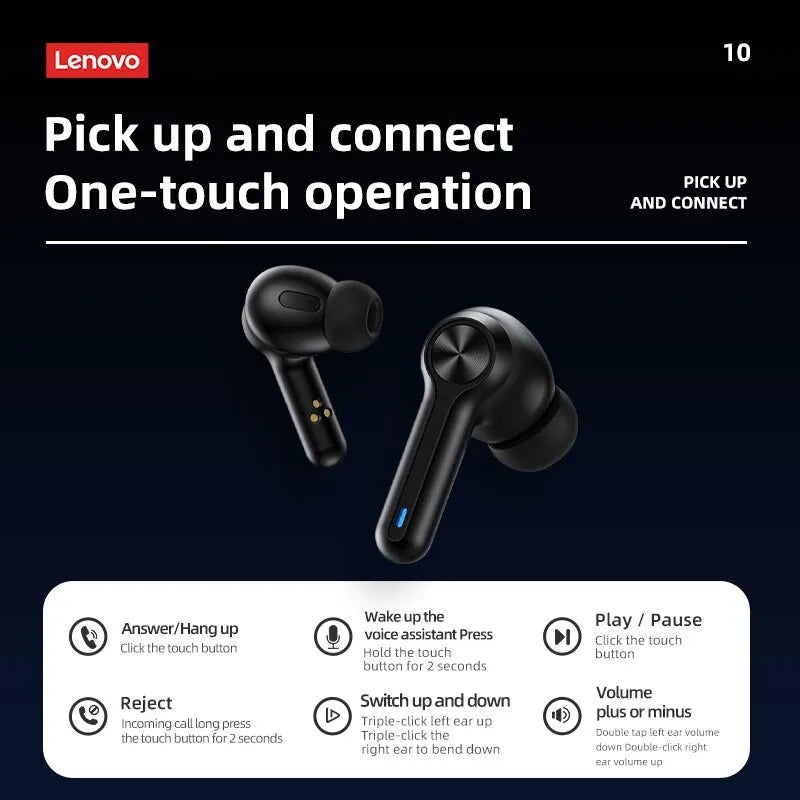 Lenovo LP3 Pro Earphones TWS Bluetooth 5.0 Wireless HIFI Music Headset Display 1200mAh Battery Headphones