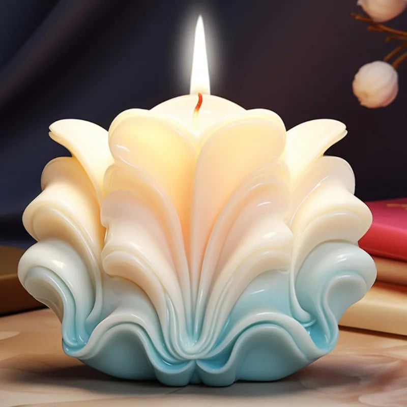 New 3D Shell shaped candle silicone mold wave striped shell cake chocolate silicone mold soap mold water wave shell candle molds