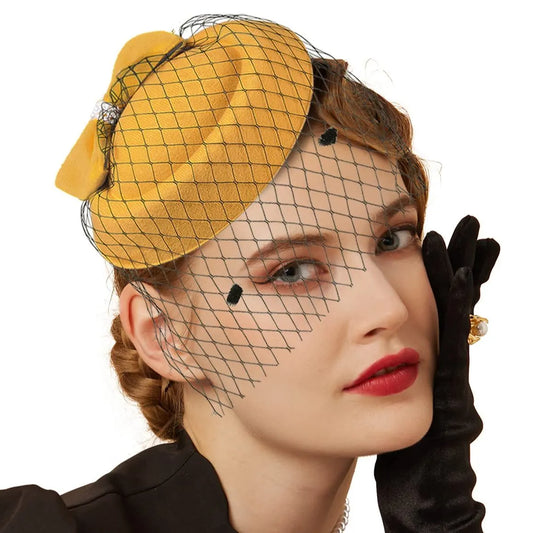 New 20s 50s Vintage Pillbox Hat Kentucky Derby Veil Fascinators Cocktail Tea Party Hat for Women