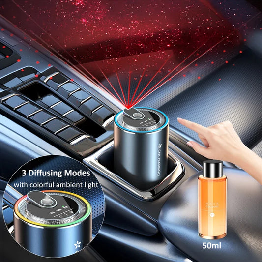 Car Aroma Diffuser with LED Starry Ambient Light 50ml Cologne Perfume