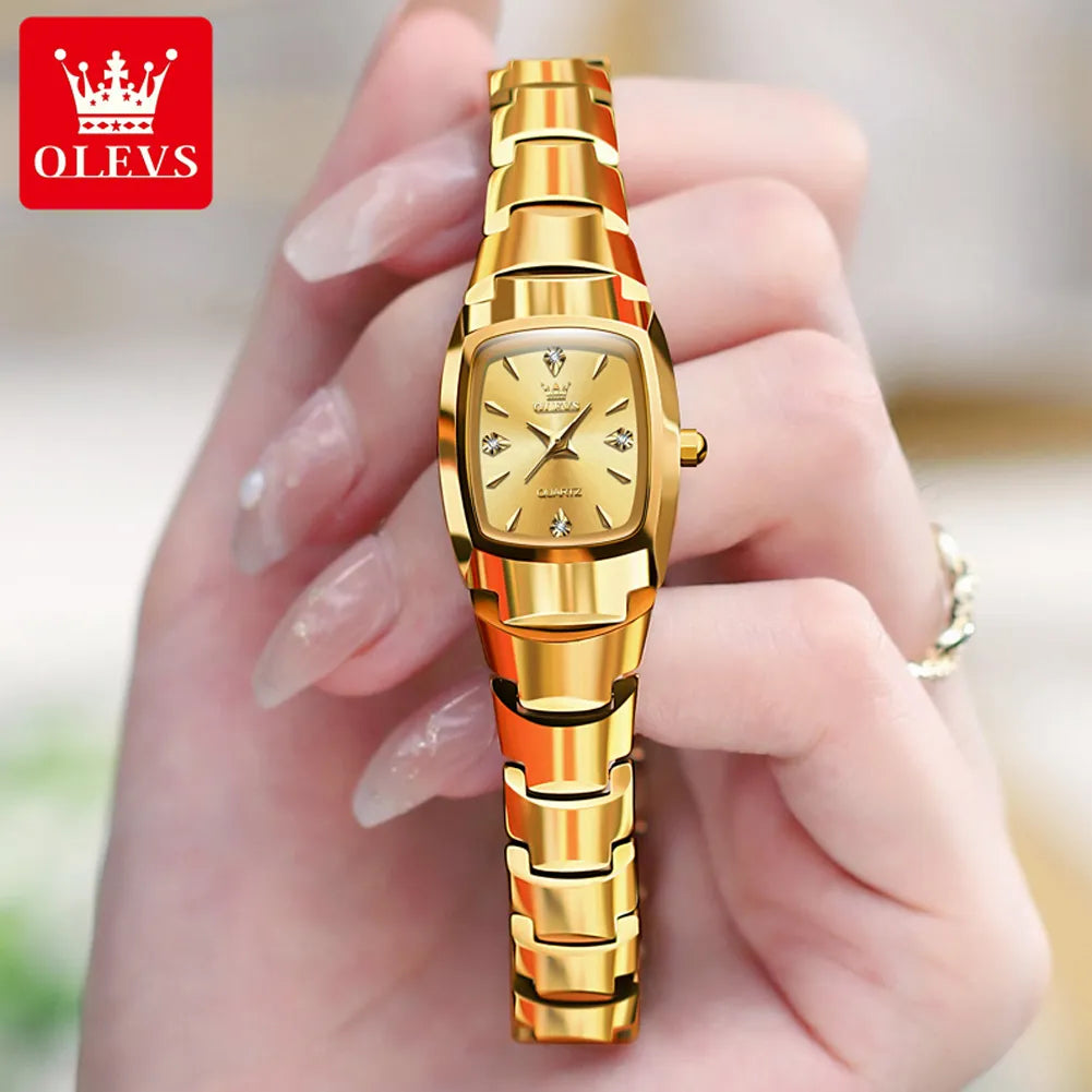 OLEVS Tungsten Steel Strap Women's Watch Elegant waterproof.