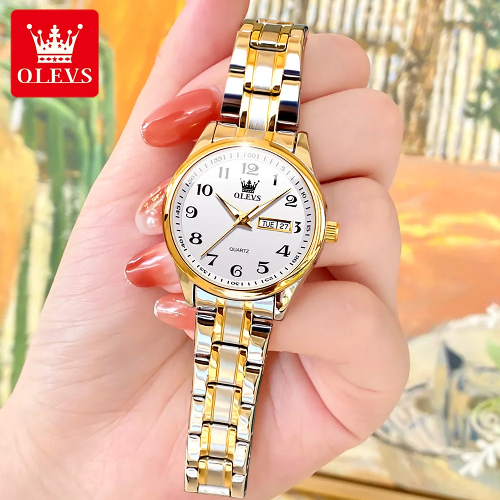 OLEVS Quartz Women Watch Gold Silver Luxury Waterproof Stainless steel