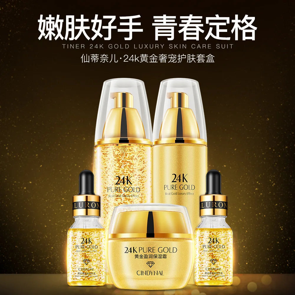 24K Gold Skin Care Sets Moisturizes Shrinks Pore Oil Control