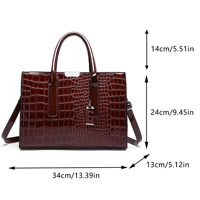 Crocodile Print Women Handbags Purse Tote Bags Adjustable Strap Top Handle Bag