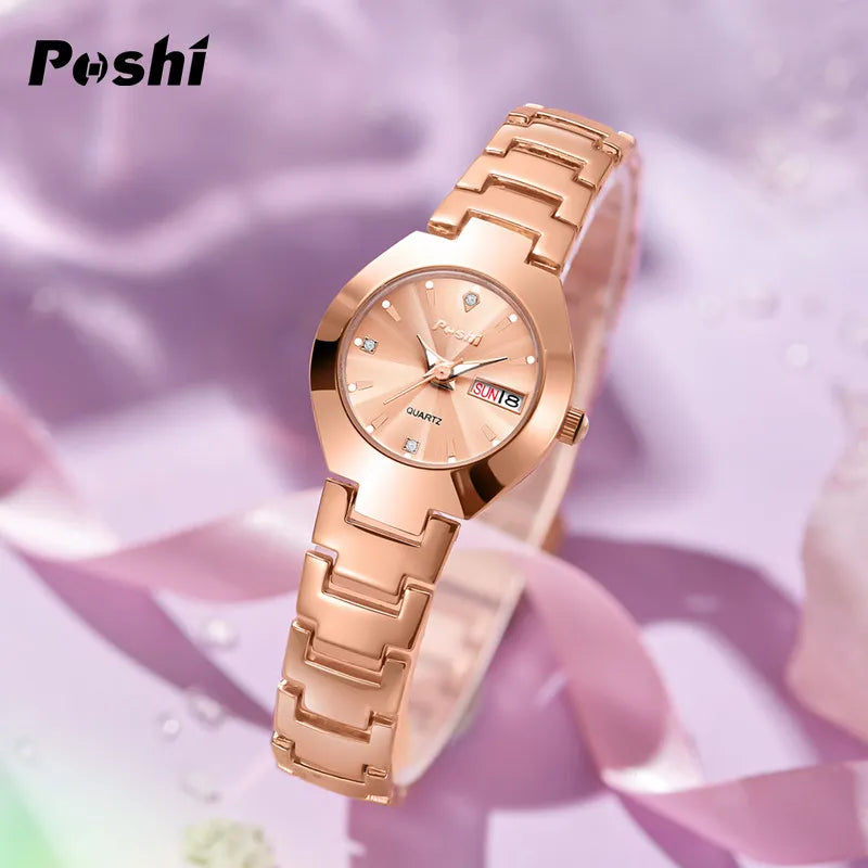 Swiss Brand POSHI Women Watch Stainless Steel Simple Waterproof