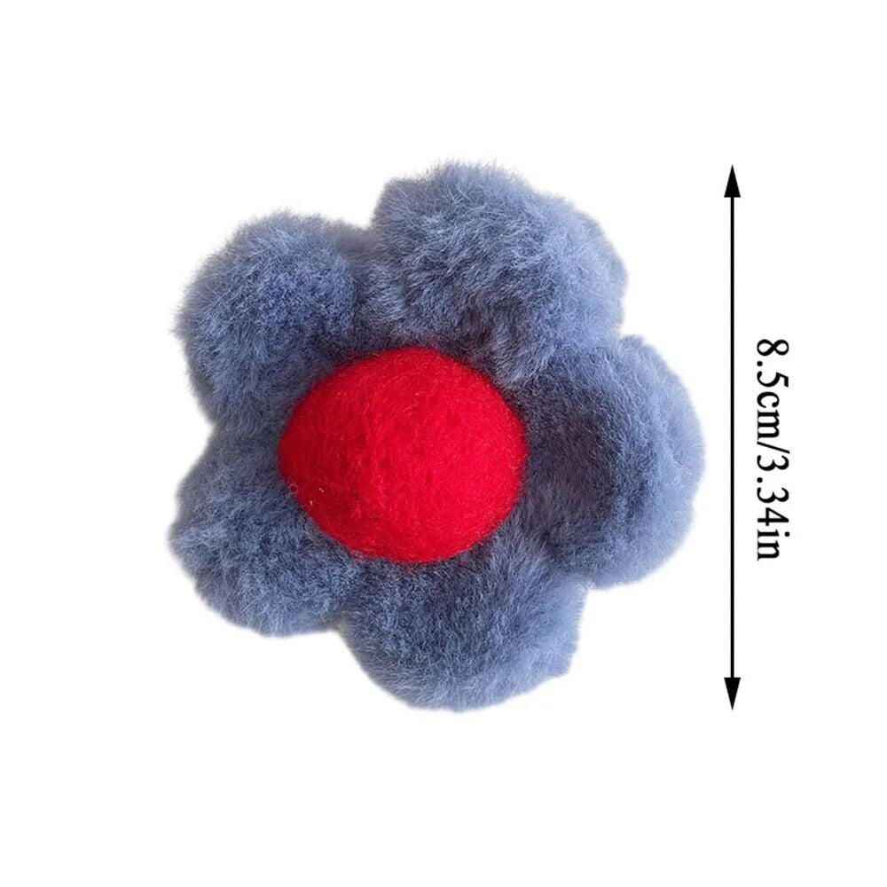 Winter Flower Hair Claw Plush Fluffy Big Shark Clip