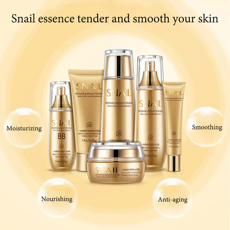 6pcs Snail Anti-aging Skin Care Sets Moisturizing Facial Set Skincare Products