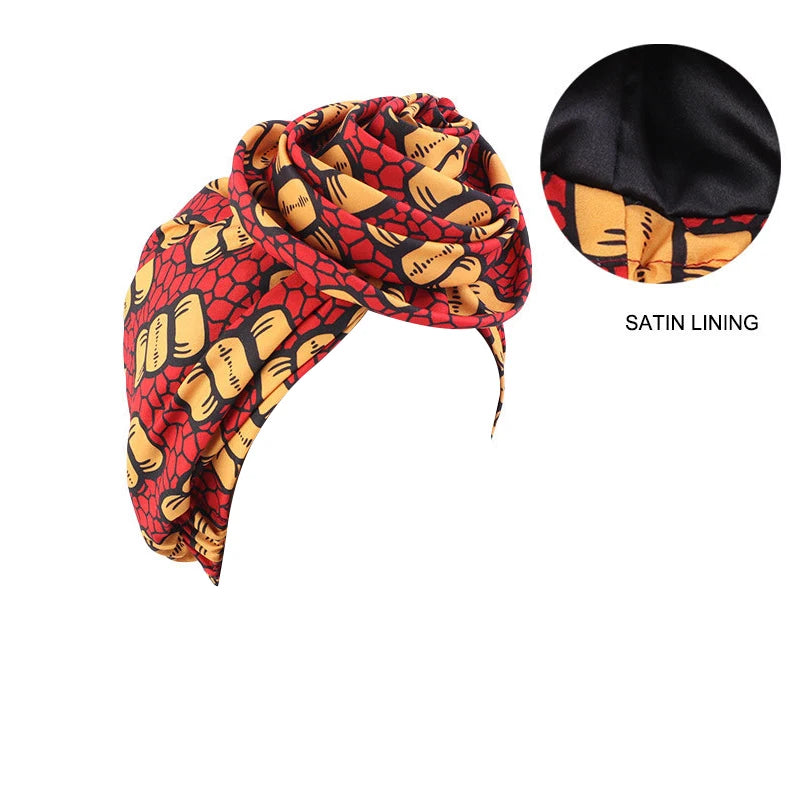 Women African Floral Print Ankara Bonnet Hat Ladies Big Flower