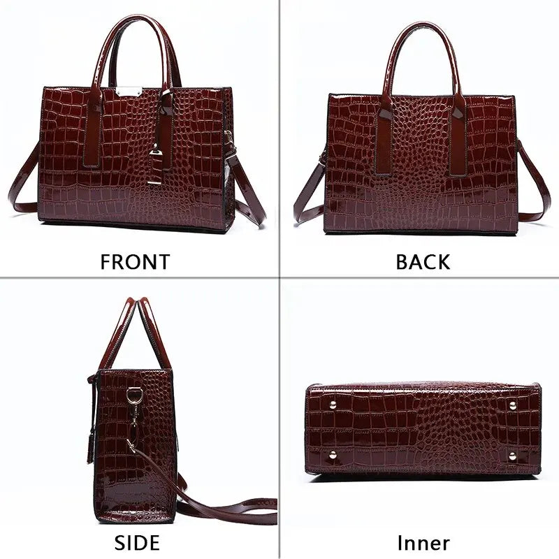 Crocodile Print Women Handbags Purse Tote Bags Adjustable Strap Top Handle Bag