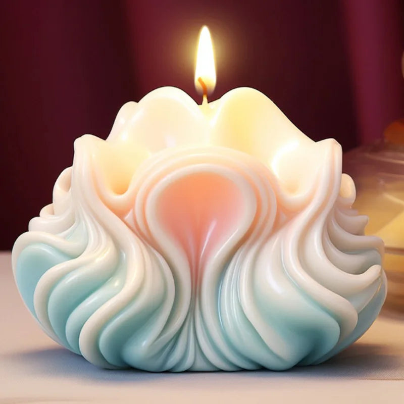 New 3D Shell shaped candle silicone mold wave striped shell cake chocolate silicone mold soap mold water wave shell candle molds