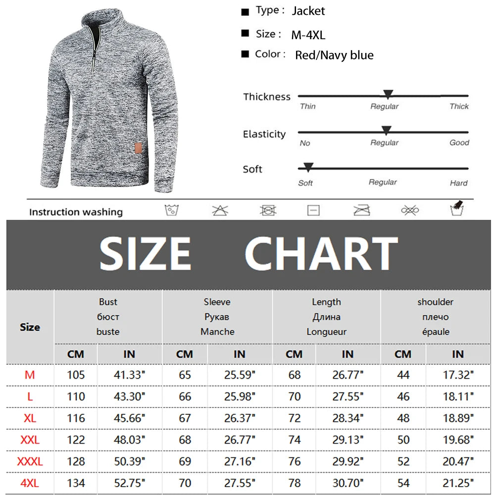 Men Sweatshirts Spring Thicker Pullover Half Zipper Pullover for Male