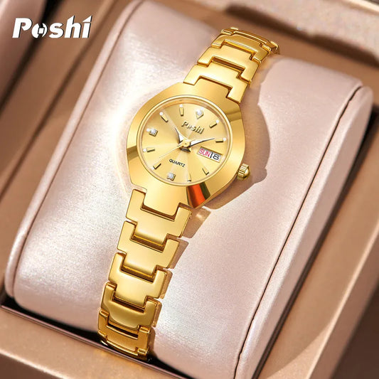 Swiss Brand POSHI Women Watch Stainless Steel Simple Waterproof