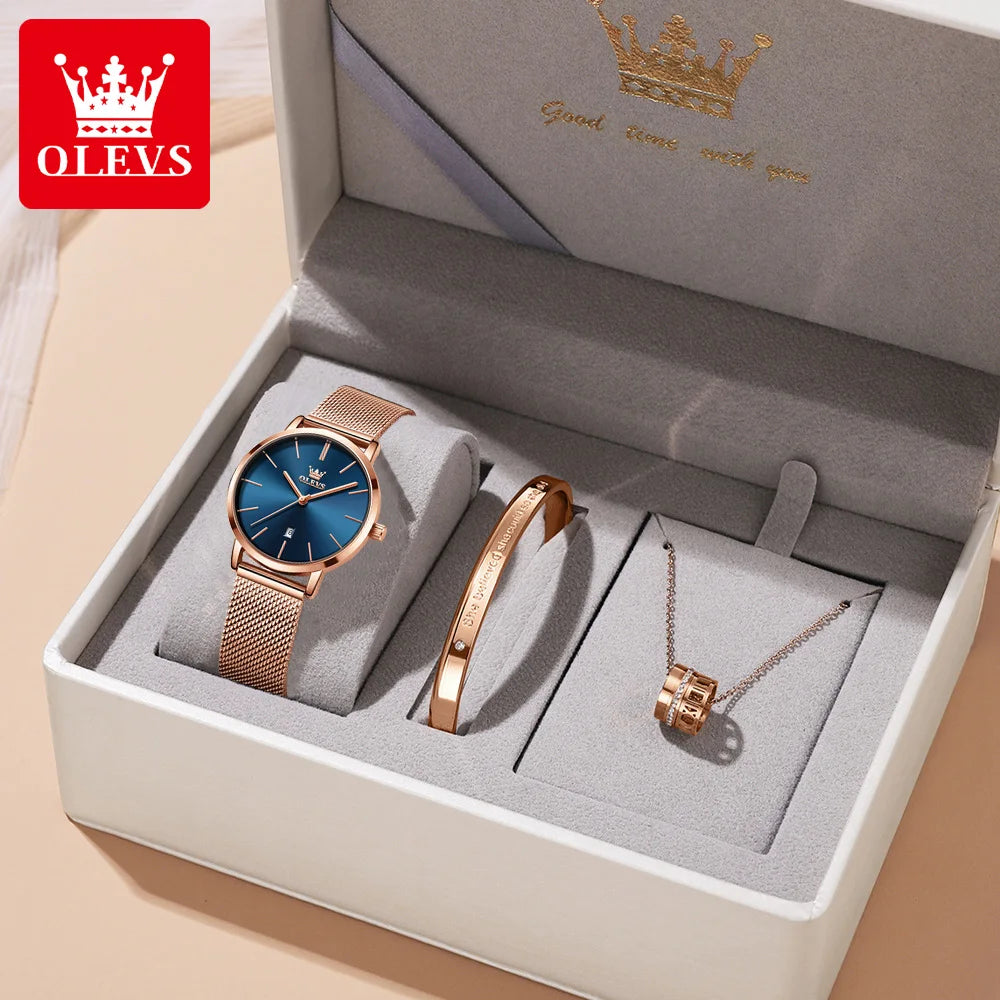 OLEVS Watch Women Rose Gold Top Brand Luxury JAPAN Movement Quartz