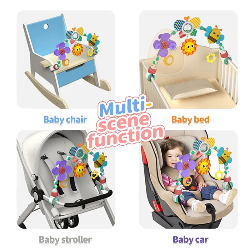 Baby Toy Stroller Arch Musical Rattle Adjustable Clip Crib Mobile Hanging Bed Bell 0 12 Months