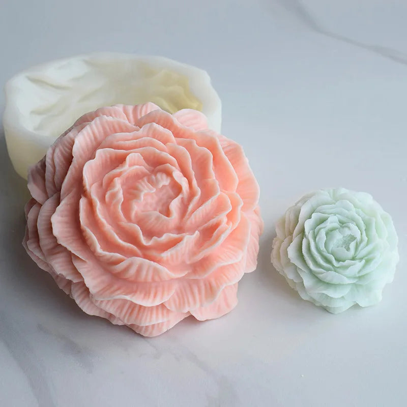 DIY 8-15cm Large Peony candle silicone mold rose cake chocolate silicone mold soap mold Valentine's Day Gift Rose flower mold