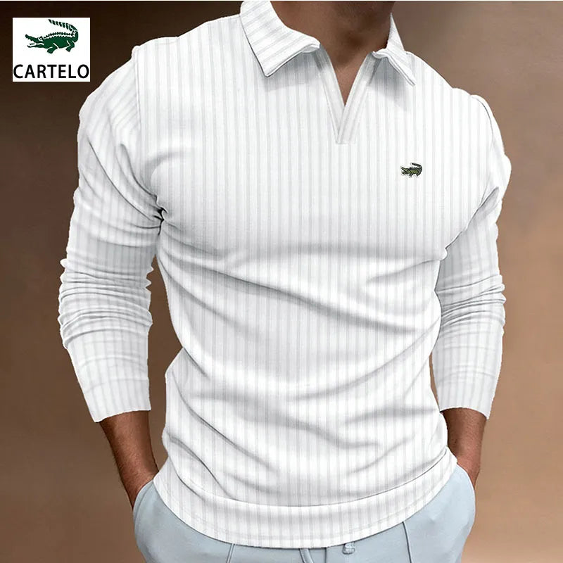 New autumn fashion men's Polo shirt solid color long sleeve